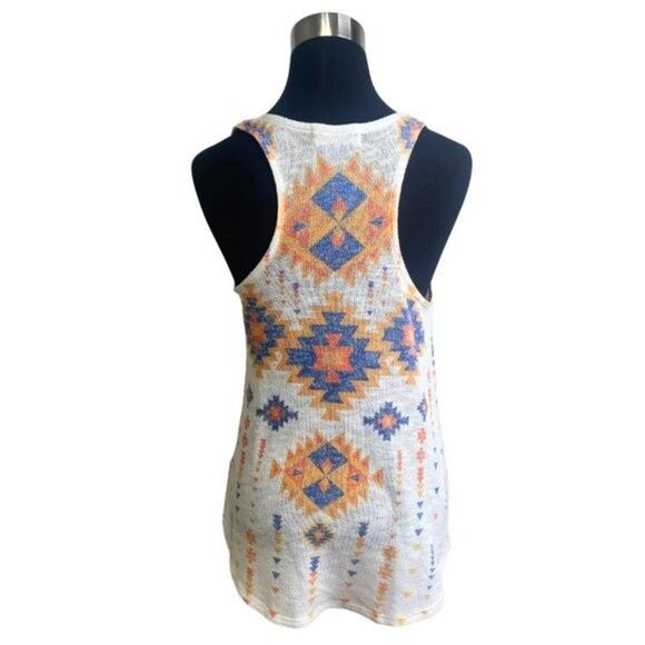 Women's Aztec Tribal Print Racerback Tank Top Blouse Size Medium - Picture 3 of 12